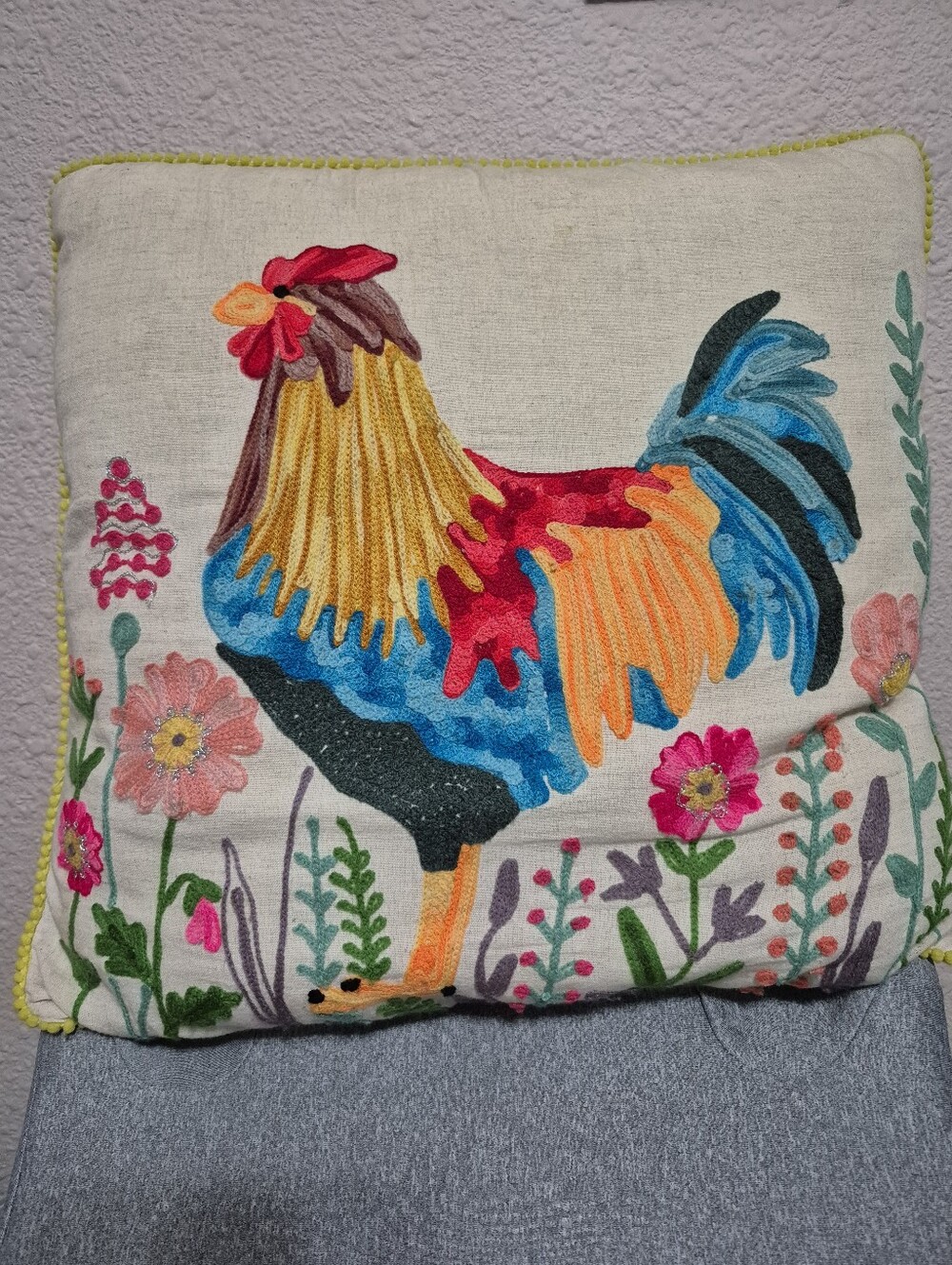 Karma Living La Gallina Cureleka/Kureleka Rooster Chicken Throw Pillow